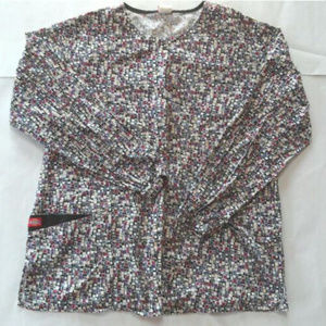 Dickies Long Sleeve Mosaic Scrub Top  ~ Colorful Squares